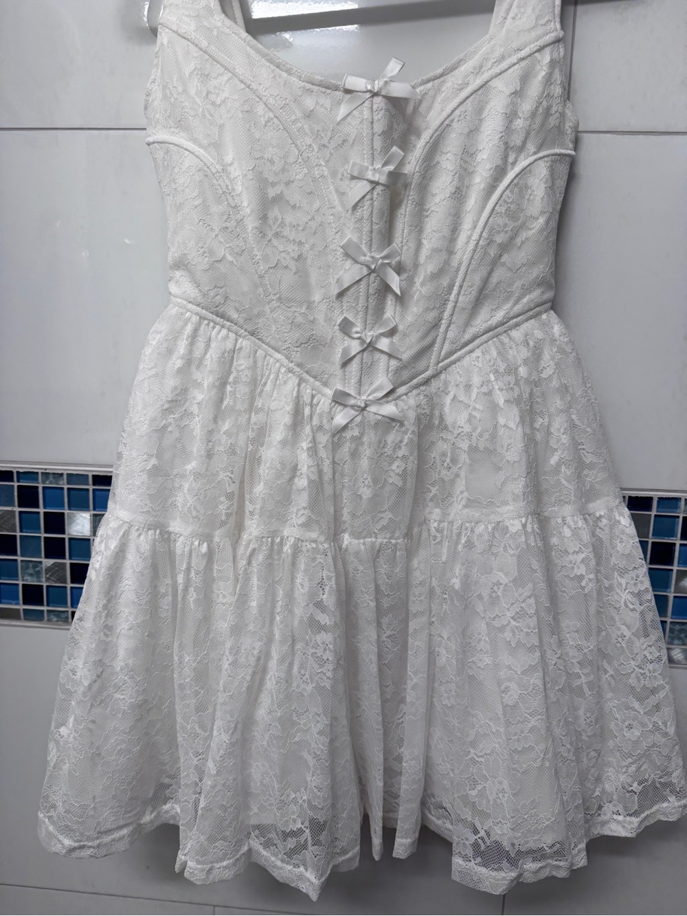 Rare London Cream Lace Bow-Front Sundress